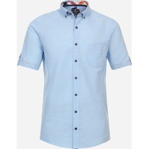 Redmond comfort fit overhemd - korte mouw - popeline - blauw - Strijkvriendelijk - Boordmaat: 49/50