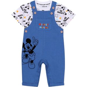Blauwe baby tuinbroek + T-shirt - Mickey Mouse DISNEY