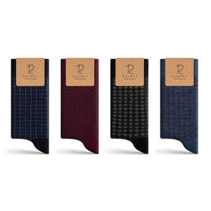 RAFRAY Bamboe Sokken - Diamond-Dot - Premium Dunne Bamboe Sokken in Cadeaubox - 4 paar - Maat 40-44