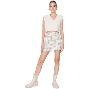 Trendyol - Twoaw23Et00017 - Minirok - Fuchsia - Geruite - Geweven