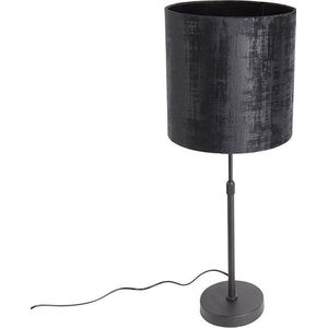 QAZQA parte - Moderne Tafellamp met kap - 1 lichts - H 74 cm - Zwart - Woonkamer | Slaapkamer | Keuken