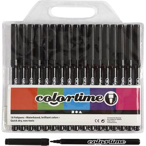 Colortime stift, lijndikte: 2 mm, zwart, 18stuks
