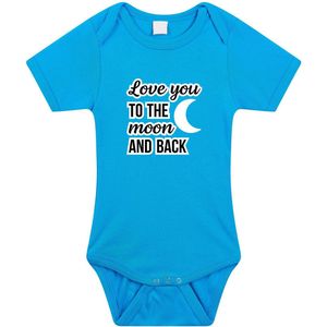 Love you to the moon and back tekst baby rompertje blauw baby jongens - Kraamcadeau / babyshower - Babykleding 68