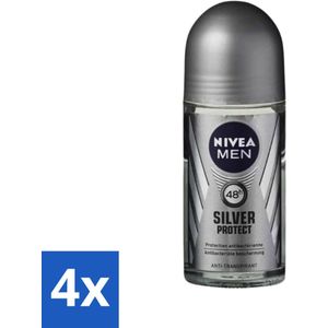 Nivea - Men - Deodorant - Roller - Silver Protect Dynamic Power - 50 ml - Voordeelverpakking - 4 stuks