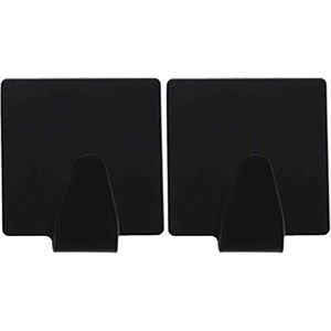 Excellent houseware - Zelfklevende rvs haakjes - zwart - set 12x