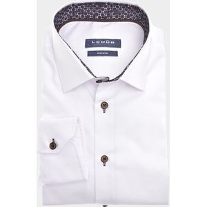 Ledub - Modern Fit Overhemd - Blauw - Poplin - Strijkvrij