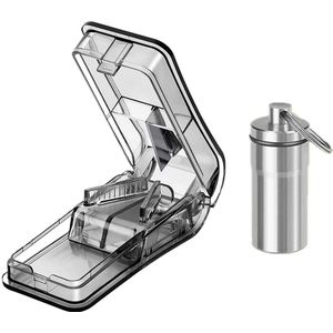 Pillensnijder - Tablettensplitter - V-vormig Ontwerp - Met Pillendoosje