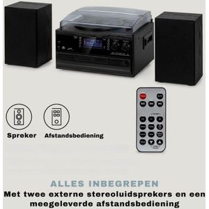 MMM - Platenspeler - Zwart - Retro Vintage - Met Speakers - Bluetooth - AUX - Stereosysteem