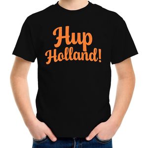Bellatio Decorations Oranje supporter shirt jongens - Hup Holland - zwart - EK/WK voetbal - Nederland 158/164