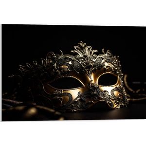 PVC Schuimplaat- Masker - Zwart - Goud - 75x50 cm Foto op PVC Schuimplaat