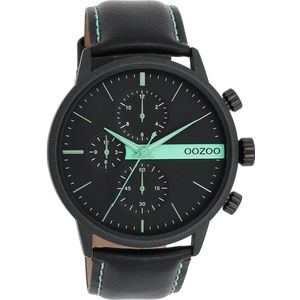 OOZOO Timepieces - Zwarte OOZOO horloge met zwarte leren band - C11229