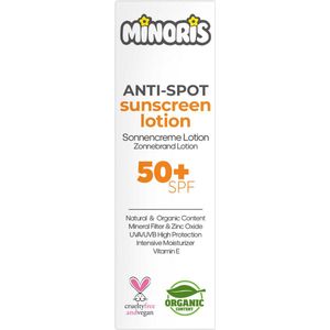 Minoris - Anti-Spot Zonnebrandlotion - SPF 50+ - 150 ml - Biologisch en Natuurlijk