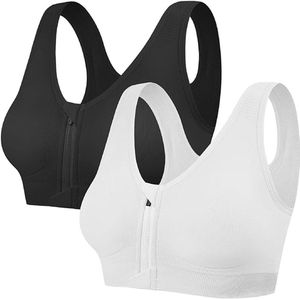Fitness BH - Zwart - 2 PCS - Sportbeha met Rits Voorkant - Vrouwen