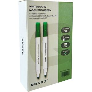 BRASQ Whiteboard marker - Whiteboard Stiften - Whiteboard Marker - 10 Stuks - Verschillende Kleuren - Stiften Kinderen - Stiften voor Volwassenen - marker rond 5mm Groen