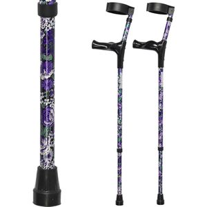 MultiMotion - Elleboogkrukken - Paars met Bloemen - Anatomisch Handvat en Gesloten Manchet