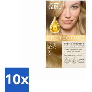 10 x Guhl - Crème-kleuring - No. 8 Lichtblond Beschermend - Haarverf - Haarverf - Lichtblond - Grijsdekking - Beschermende Crème-kleuring - Permanente Haarverf