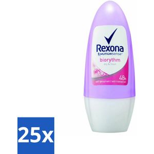 25 x Rexona - Biorythm - Deo Roll-on - Anti-transpirant - Anti-perspirant - 50 ml - Anti-transpirant - Roll-on - 48 Uur Bescherming - Biologisch Ritme - Zweet En Geur