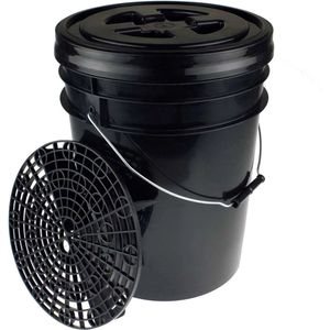 CRIJNS – Black Detailing Wheel Bucket 20L + Grit Guard + Sealing Lid -10%