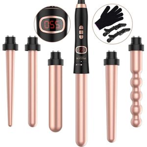 6-in-1 Krultangset Instelbare Temperatuur LCD Display Keramische Coating