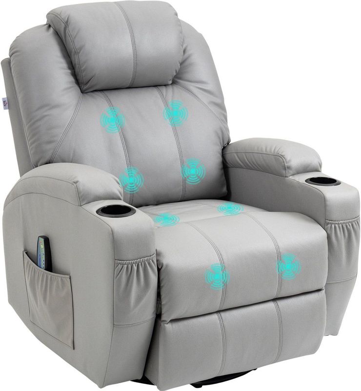 HOMCOM - Relaxsessel - Grijs - Stof - Met Massagefunctie