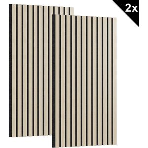 NAIZY 2 stuks akoestische panelen 120x60 cm wandpanelen houten panelen wand geluidsisolatie met houtlook fineer Akoestisch Paneel wandpanelen geluidsisolatie panelen lamel wand, Wit