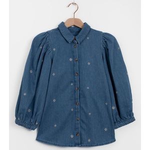 Sissy-Boy - Denim blouse met pofmouwen en madeliefjes embroidery