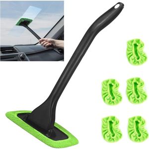 Raamwisser,Voorruitreiniging sgereedschap, Raamtrekker,voorruitreiniging sstick, Raamborstel Auto raamborstel borstel, 5-delige herbruikbare glas reiniging sgereedschap (groen)