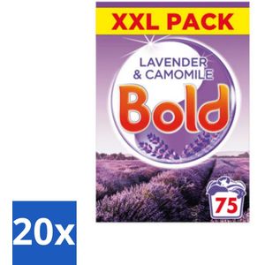 20 x BOLD - Waspoeder - 2 in 1 - Lavendel en Kamille - 75 Wasbeurten - Waspoeder - Wasmachine - Wasbeurt - Wasmiddel - Reiniging