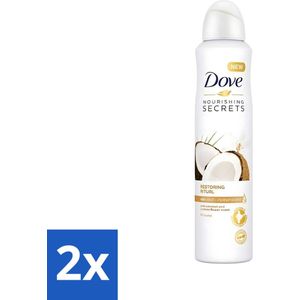 Dove - Deodorant - Coconut & Jasmine Flower - Tropisch en verzorgend - 250 ml - Voordeelverpakking - 2 stuks