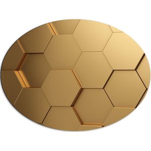 Dibond Ovaal - Hexagon Wand in het Goud - 80x60 cm Foto op Ovaal (Met Ophangsysteem)