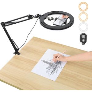 10 Inch Ringlamp met Statief en Bluetooth Afstandsbediening voor Fotografie en Videoconferenties