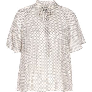 DreiMaster Klassik Blouse 'Classic Look'  donkergrijs / wit