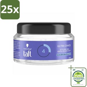 25 x Taft - Ultra Chaos 4 - Styling Gel - Creatieve fixatie - 250 ml - Grootverpakking - Haar Gel - Styling Gel - Messy Look - Sterke Fixatie - Korte Haar