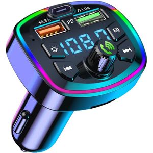 Auto Bluetooth 5.0 FM-zender, MP2-radio-audioadapter met 3 USB-poorten