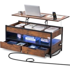 Koffietafel - Table - Coffe table - Living Room Table - Lift Top salontafel - tafel met extra opbergruimte - omklapbare salontafel voor de woonkamer - 39.4in - Bruin - 65.81lbs