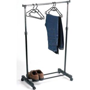 Perel Kledingrek op wieltjes, 1 stang, verstelbare hoogte tot 165 cm, 80 x 43 x 165 cm, max. last 15 kg, metaal