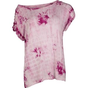 R.E.D. Rock-Engineered Design wit-roze T-shirt met uniek batikpatroon - Dames - S