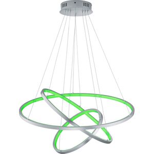 LED Hanglamp WiZ - Smart LED - Hangverlichting - Torna Noraan - 80W - Aanpasbare Kleur - RGBW - Afstandsbediening - Dimbaar - Rond - Mat Nikkel - Aluminium