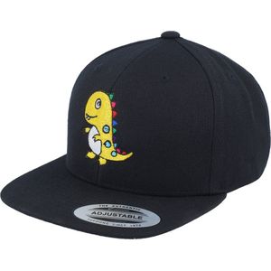 Hatstore- Kids Little Yellow Dinosaur Toddler Black Snapback - Kiddo Cap Cap