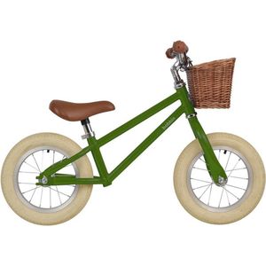 Bobbin bikes - Moonbug 12"" Loopfiets - balance bike - groen - pea green - met fietsmand - 2 tot 4 jaar
