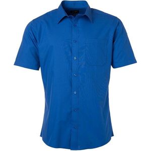 James and Nicholson Herenshort Poplin Shirt met korte mouwen (Koningsblauw)