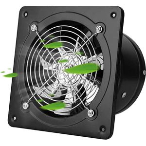 Afvoerventilator Ø 150 mm axiale ventilator wandventilator stil met terugloopklep 600 m³/u 28 W buisventilator voor thuis badkamer keuken garage (zwart)