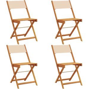 vidaXL Inklapbare Tuinstoelen - Set van 4 - Beige Tuinstoel - Acaciameubel - Buitendecoratie - Lounge Stoel - Patio Meubel