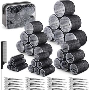 52 stuks haarrollers 5 maten klittenbandrollen - haarvriendelijke rollen voor haarvolume - lang medium kort dik haar