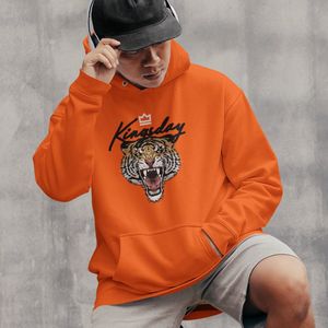 Oranje Koningsdag Hoodie Kingsday Tiger Crown - Maat XL - Uniseks Pasvorm - Oranje Feestkleding