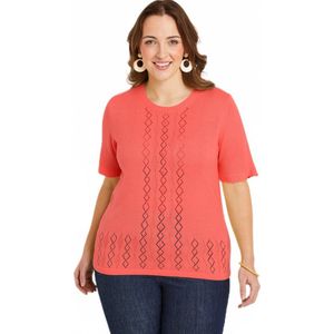 Opengewerkte trui met kralen, korte mouwen