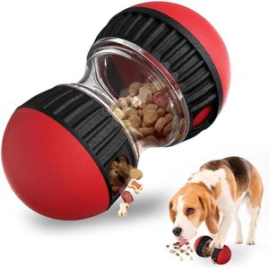 Langzaam verstelbare voedseldispenser voor honden - interactief hondenspeelgoed - intelligentie voederdispenser - langzaam voeden - rood .