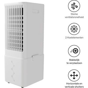 Sinji Air Cooler - Water & Luchtgekoeld - Incl. Koelelementen - 11L Waterreservoir - 3 Ventilatie standen - Ventilator Toren - Mobiele Aircooler - Wit