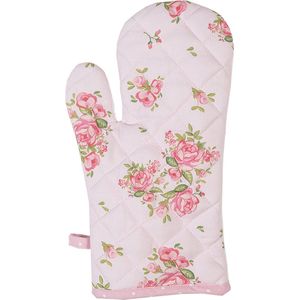 Clayre & Eef Ovenwant 18x30 cm Roze Katoen Rozen Ovenhandschoen