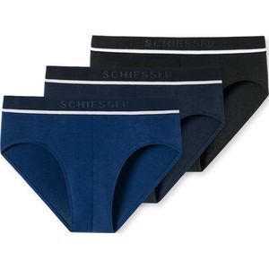 SCHIESSER 95/5 slip (3-pack) - heren rioslips biologisch katoen geweven elastische tailleband blauw/ zwart - Maat: L